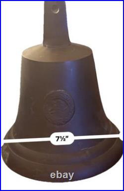 Antique Bronze Bell Marked 1839 with Relief Scene Missing Clapper
