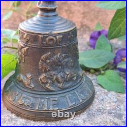 Antique Bronze Bell With Historical Reliefs and Figure 19th Century Antique Bronze Bell With Historical Reliefs and Figure 19th Century