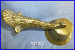 Antique Bronze/Brass Bell, Elaborate 5 T, Hanging Arm is 7.25 Wonderful Tone