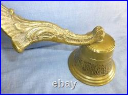 Antique Bronze/Brass Bell, Elaborate 5 T, Hanging Arm is 7.25 Wonderful Tone