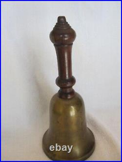 Antique Bronze Brass Hand Bell Wood Handle 10½tall-4½ Diameter St135 3pt8