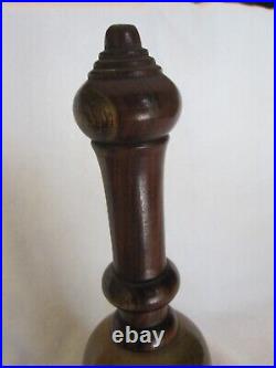 Antique Bronze Brass Hand Bell Wood Handle 10½tall-4½ Diameter St135 3pt8