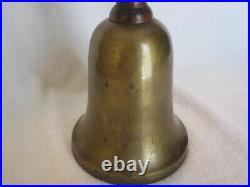 Antique Bronze Brass Hand Bell Wood Handle 10½tall-4½ Diameter St135 3pt8