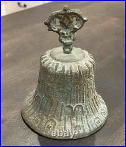 Antique Bronze Hand Bell Mexican Spanish Colonial Mission 1818 Patina 6.75 B123
