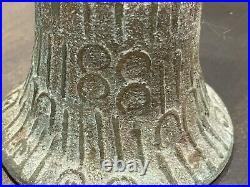 Antique Bronze Hand Bell Mexican Spanish Colonial Mission 1818 Patina 6.75 B123