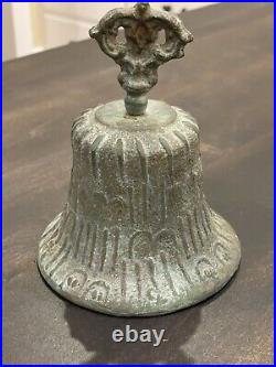 Antique Bronze Hand Bell Mexican Spanish Colonial Mission 1818 Patina 6.75 B123