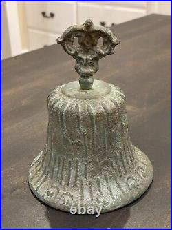 Antique Bronze Hand Bell Mexican Spanish Colonial Mission 1818 Patina 6.75 B123