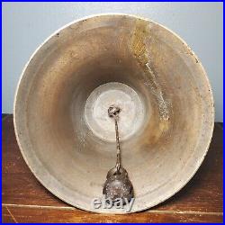 Antique Bronze Hand Bell School Teacher 4.75 Diameter 8.75 Tall