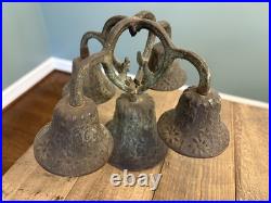 Antique Bronze Spanish Mexico Brass Mission Church 5 Bell Altar