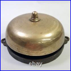 Antique Bronze Wall Alarm Bell Patent 1872 4.75 Hand Strike Gong Cast Iron Base