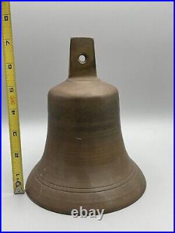 Antique Bronze or Brass Bell Old 3lb School Or Fire truck Bell 7in NICE RING