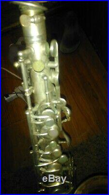 Antique CG Conn LTD Elkhart Saxophone Sax 1119954 USA with Case silver/ gold bell