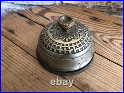 Antique Cast Brass Bell Windup Mechanical Ornate 1800s