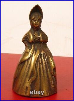 Antique Cast Brass Decorative Victorian Lady Woman Girl Dinner Bell Rare