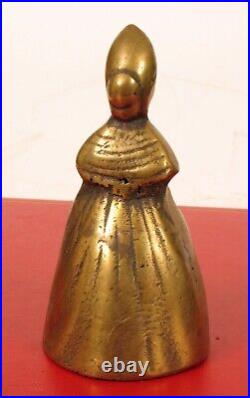 Antique Cast Brass Decorative Victorian Lady Woman Girl Dinner Bell Rare