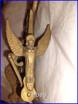 Antique Cast Brass Drawstring Doorbell Monastery Angel Church Bell Pull with Chain