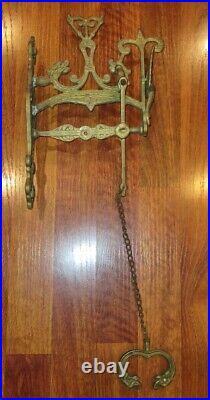 Antique Cast Brass Drawstring Doorbell Monastery Angel Church Bell Pull with Chain