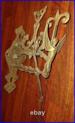 Antique Cast Brass Drawstring Doorbell Monastery Angel Church Bell Pull with Chain
