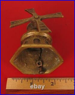 Antique Cast Brass Windmill Dinner Bell Scottish Country Side Wind Power Rare