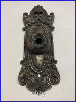 Antique Cast Brass or Bronze Victorian Neoclassical Door Bell Button Backplate