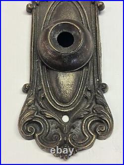 Antique Cast Brass or Bronze Victorian Neoclassical Door Bell Button Backplate