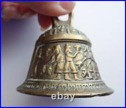 Antique Cast Bronse Brass Metal Mans Hold Head Bell