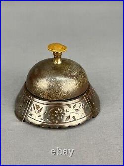 Antique Cast Iron Hotel Service Desk Bell with 1904 Indian Head Penny Non-Wrkg