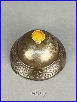 Antique Cast Iron Hotel Service Desk Bell with 1904 Indian Head Penny Non-Wrkg