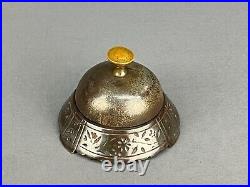 Antique Cast Iron Hotel Service Desk Bell with 1904 Indian Head Penny Non-Wrkg