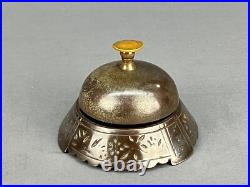 Antique Cast Iron Hotel Service Desk Bell with 1904 Indian Head Penny Non-Wrkg