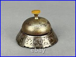 Antique Cast Iron Hotel Service Desk Bell with 1904 Indian Head Penny Non-Wrkg