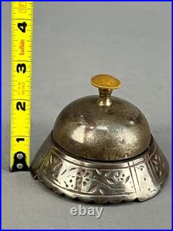Antique Cast Iron Hotel Service Desk Bell with 1904 Indian Head Penny Non-Wrkg