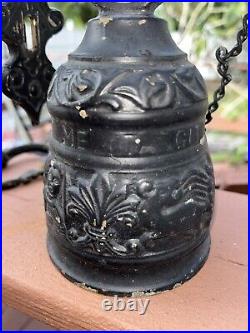 Antique Cast Wrought Iron Bell Monastery Catholic Church Wall Mount Angel