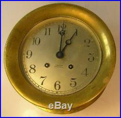 Antique Chelsea Ships Bell Solid Brass Ships Clock 5 1/2 Inch Dial Working