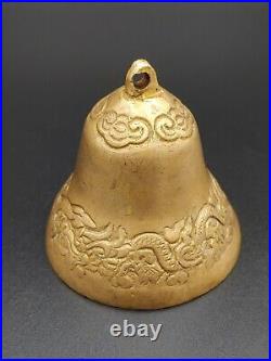 Antique Chinese Brass Feng Shui Artwork Relief Cloud Dragon Bell