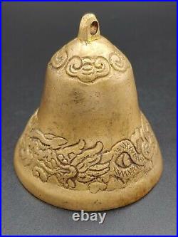 Antique Chinese Brass Feng Shui Artwork Relief Cloud Dragon Bell