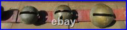 Antique Christmas 15 Graduated Brass Horse Sleigh Bells w Leather Strap