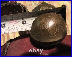 Antique Christmas 15 Graduated Brass Horse Sleigh Bells w Leather Strap