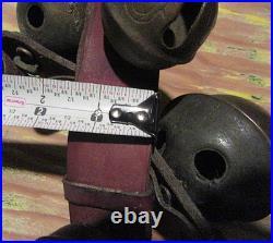 Antique Christmas 15 Graduated Brass Horse Sleigh Bells w Leather Strap