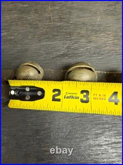 Antique Christmas Horse Graduated Sleigh Bells Double Leather strap Brass 86