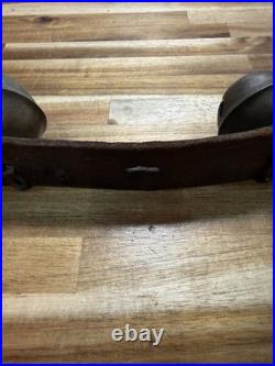 Antique Civil War Era Brass Horse Sleigh Bells 90 Leather Harness 19th Century