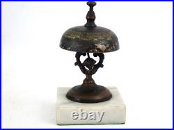 Antique Civil War Era Hotel Desk or Concierge Bronze & Brass Bell withMarble Base