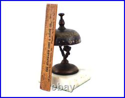 Antique Civil War Era Hotel Desk or Concierge Bronze & Brass Bell withMarble Base