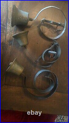 Antique Coiled Butler's Brass Bells Set Of 3 Different Styles