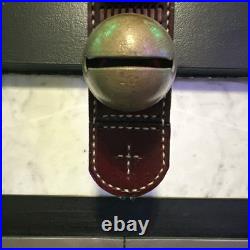 Antique Collectible Brass Sleigh bells Christmas Mahogany Leather Door Strap