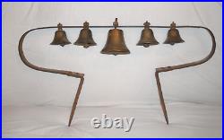 Antique Conestoga Brass Bells, Horse Hame Wagon Carriage, Large Sleigh Bell Rack