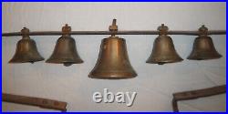 Antique Conestoga Brass Bells, Horse Hame Wagon Carriage, Large Sleigh Bell Rack
