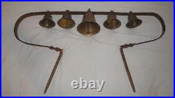 Antique Conestoga Brass Bells, Horse Hame Wagon Carriage, Large Sleigh Bell Rack