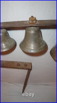 Antique Conestoga Brass Bells, Horse Hame Wagon Carriage, Large Sleigh Bell Rack