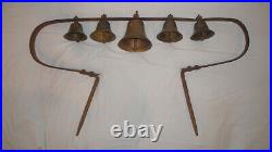 Antique Conestoga Brass Bells, Horse Hame Wagon Carriage, Large Sleigh Bell Rack